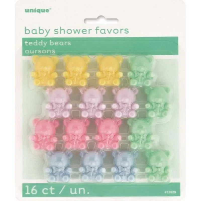 16 Pack Assorted Colours Teddy Bear Favors
