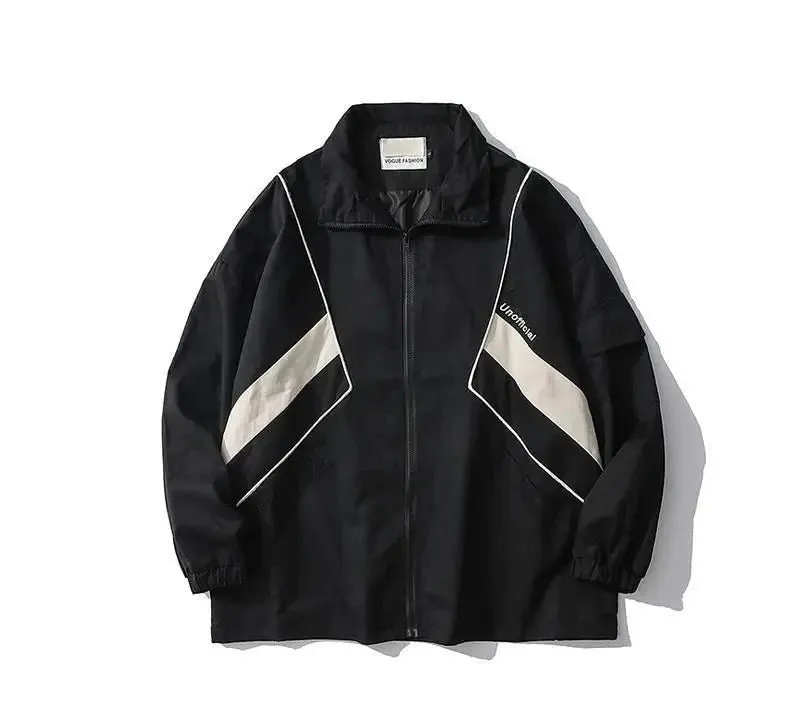Aidase American Retro Jacket Men's Japan Color Matching High Street Loose Casual Sports Baseball Uniform Preppy Hip Hop Coat