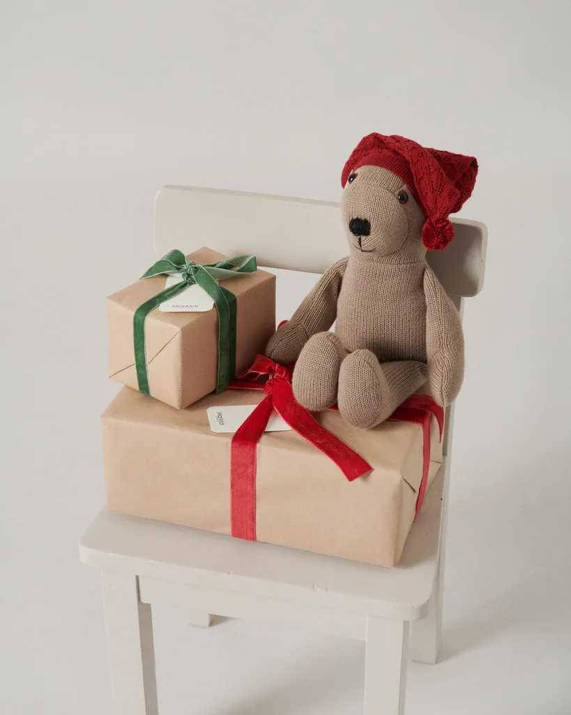 Alfen Teddy, Christmas hat - Hibiscus Red