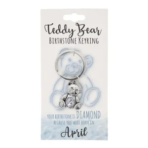 April Teddy Bear Birthstone Keyring