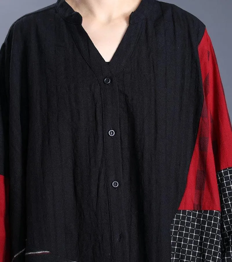 Babakud Women Cotton Linen Retro Windbreaker Coat