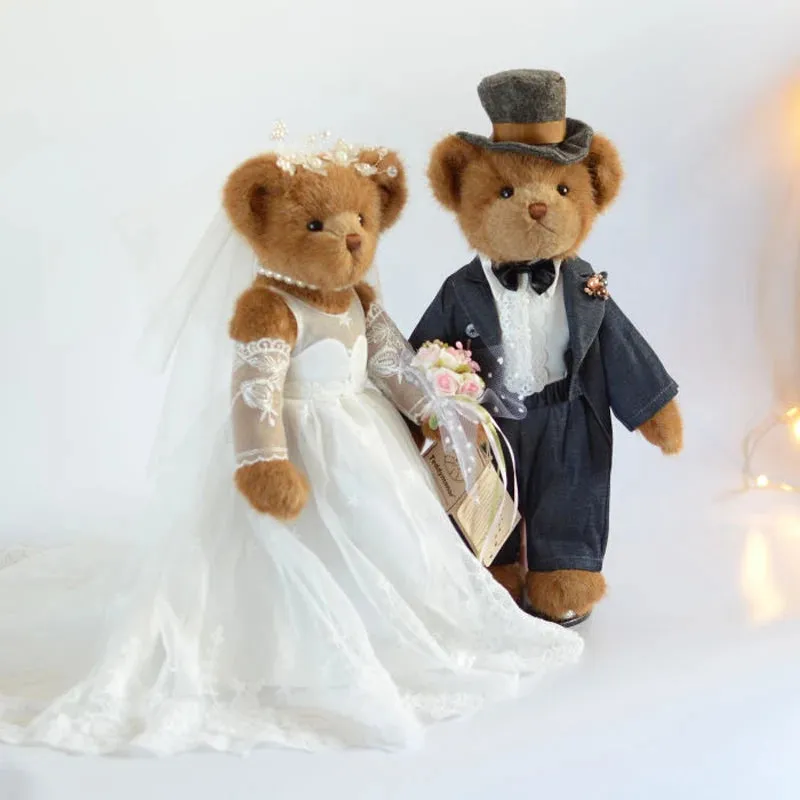 Beautiful Teddy Bear Bride and Groom Couple Set