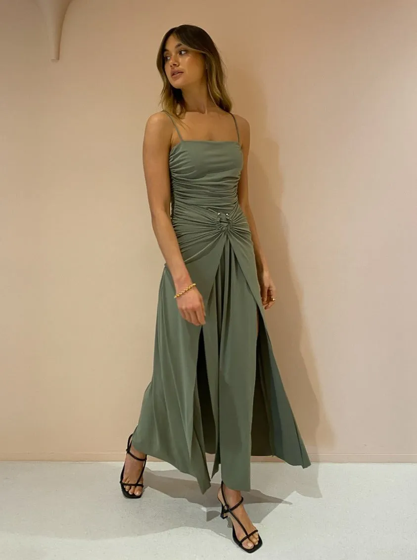 Bec and Bridge Vixen Maxi Dress in Olive