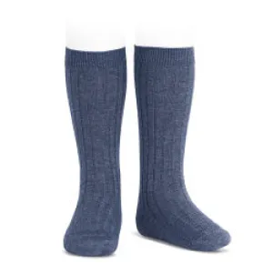 CONDOR - RIB KNEE HIGH SOCK: COLOUR #470 COBALTO