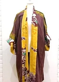 Elegant Hawaiian Floral Pattern: Designer Cotton Kimono Duster Fully Reversible