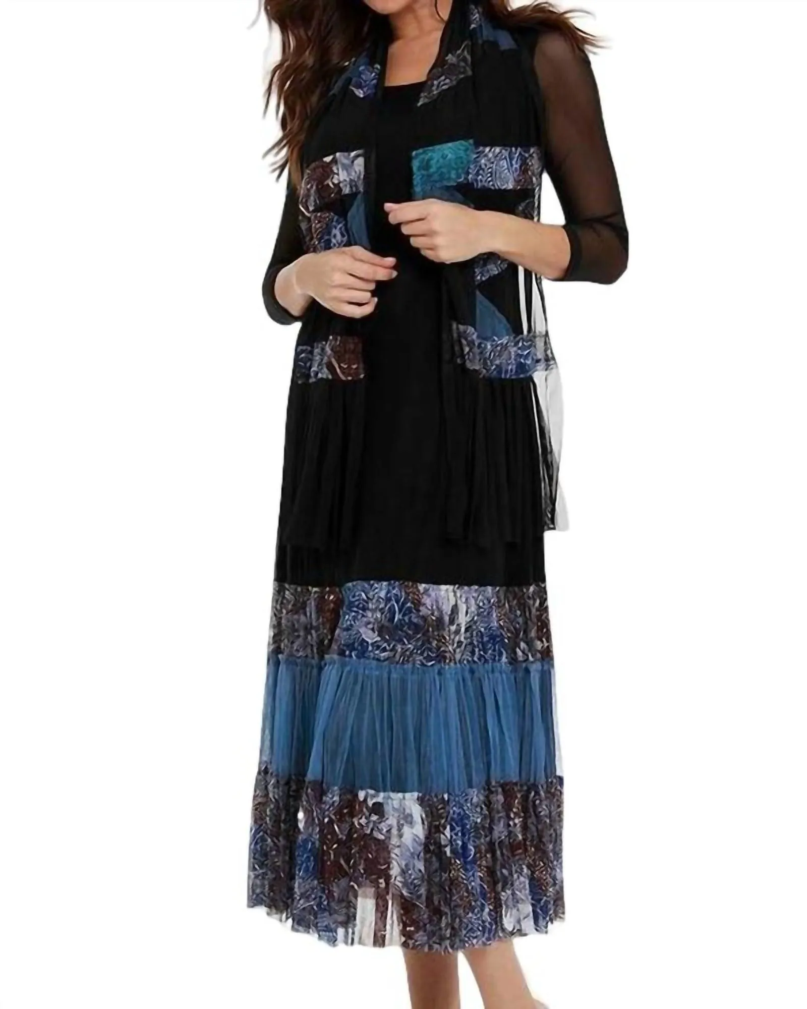 Garden Maxi Dress In Blue/Black | Blue/Black