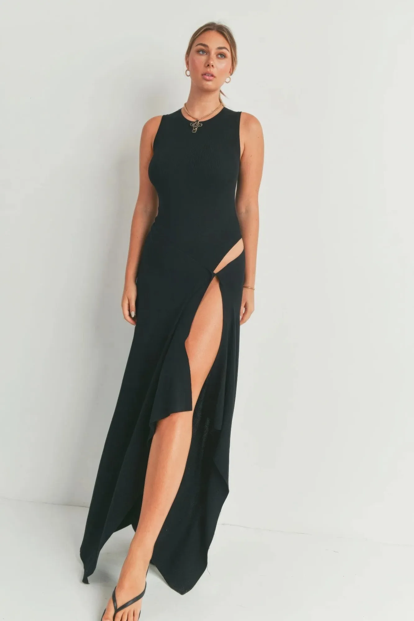 Illusion Maxi Dress With Slit