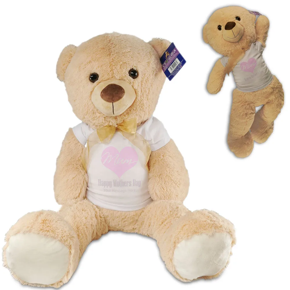 Large Teddy Bear with T-Shirt with Happy Mothers Day Heart Design