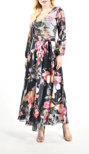 Long Sleeve Belted Maxi Dress