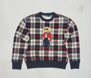 Nwt Polo Ralph Lauren Women's Plaid Teddy Bear Sweatshirt