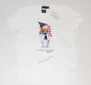 Nwt Polo Ralph Lauren Women's White American Flag Olympic Teddy Bear Tee