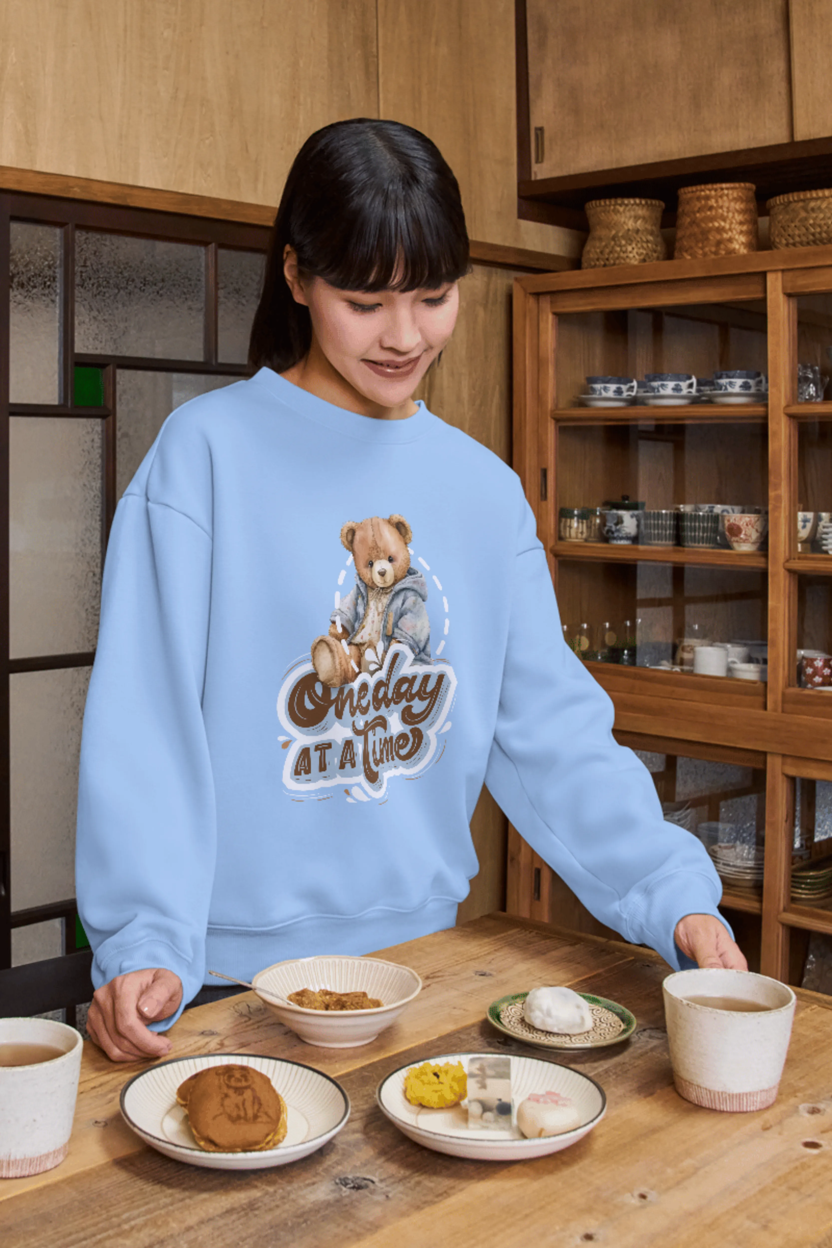 'One Day At A Time Teddy Bear' Sweatshirt for women