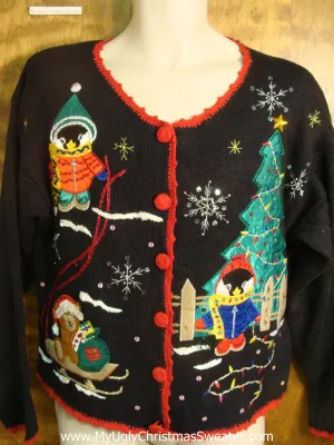 Penguins and Teddy Bears with Tree Ugly Christmas Sweater