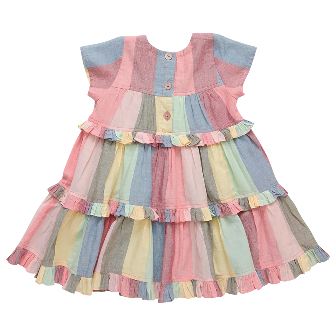 Pink Chicken Girls Daphne Dress - Multi Wide Stripe