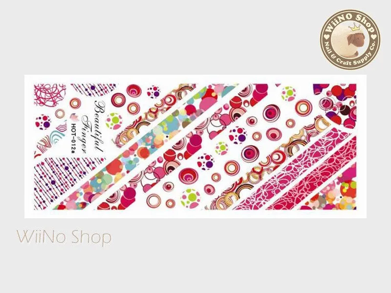 Retro Red Circle Pop Style Pattern Water Slide Nail Art Decals - 1 pc (HOT-012)