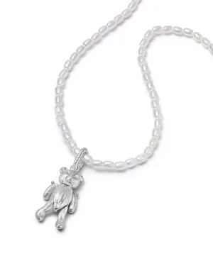 Shrimps Teddy Bear Pearl Necklace Sterling Silver