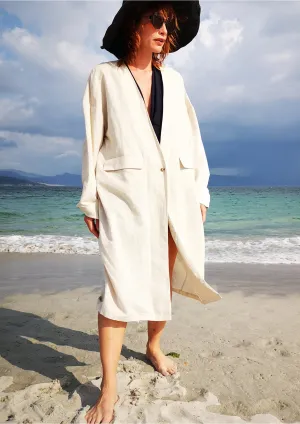 SUMMER COAT - NATURAL LINEN white by BERENIK