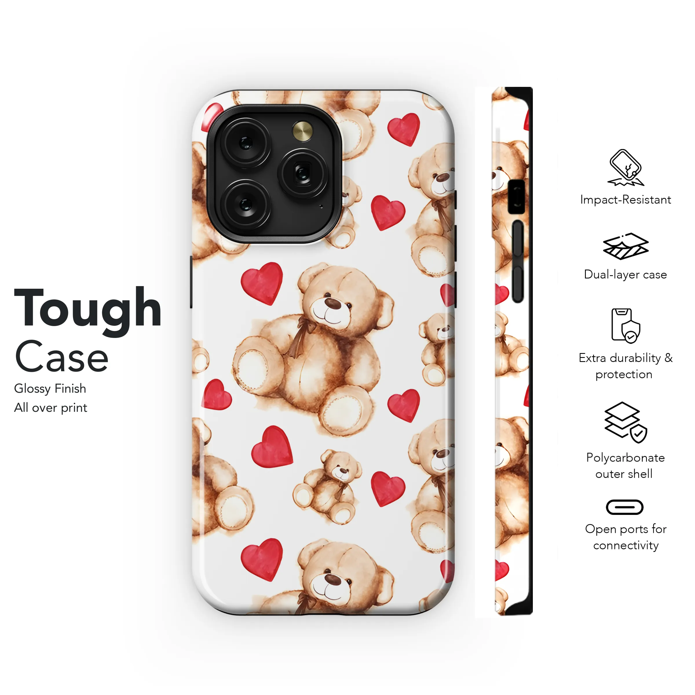 Teddy Bear Valentine's Day Phone Case iPhone Samsung Cover Pixel 3911