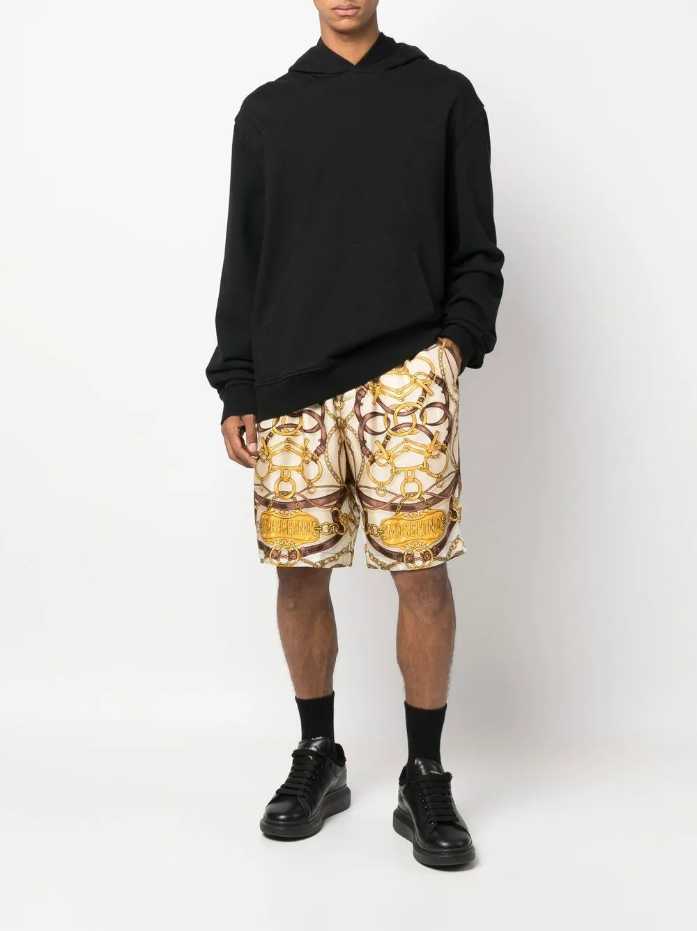 Teddy-Print Silk Shorts