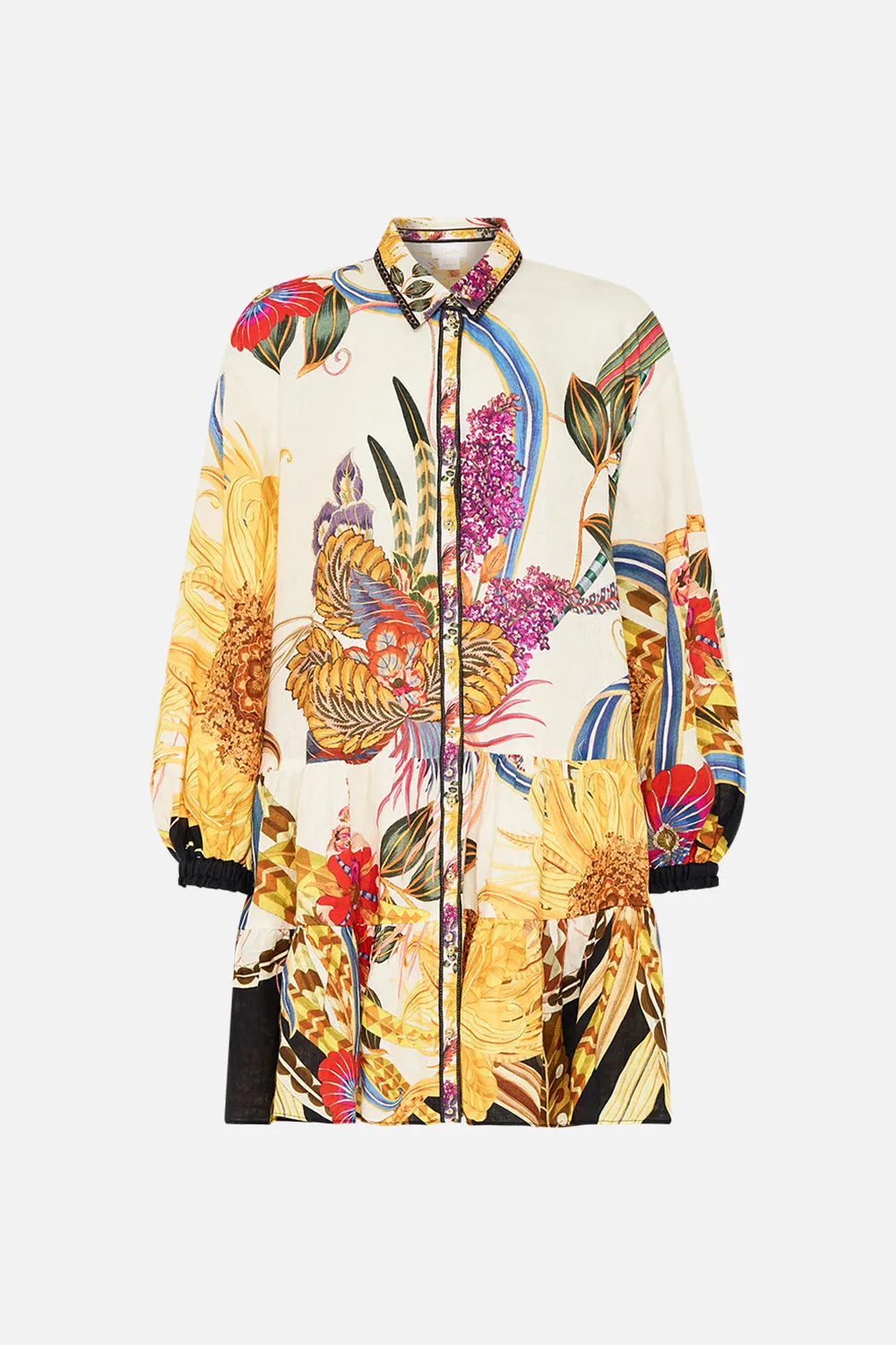 TIERED SHIRT DRESS SUNFLOWERS ON MY MIND