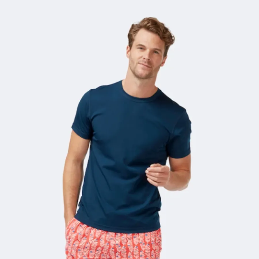 Tom & Teddy Mens Rash Tops Short Sleeves SDBSS - Deep Blue