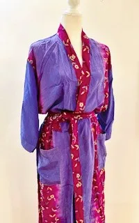 Updated Silk Kimono Duster in Vibrant Colors (Purple and Pink)
