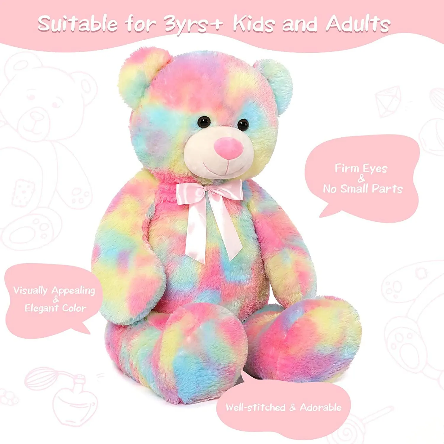 Vaishno Teddy Bear Soft Toy for Girls Kids Birthday Gift Baby Shower Wife Girlfriend Husband Babies Childrens 3 Feet Multi Rainbow Valentine Day