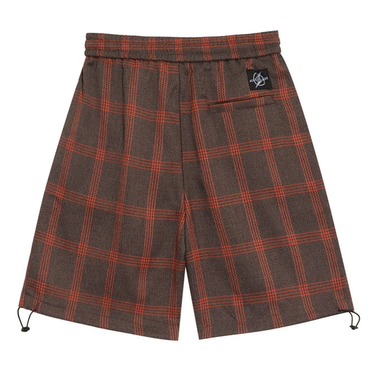 WLS Plaid Flocking Vintage Boo Stitching Drawing Shorts