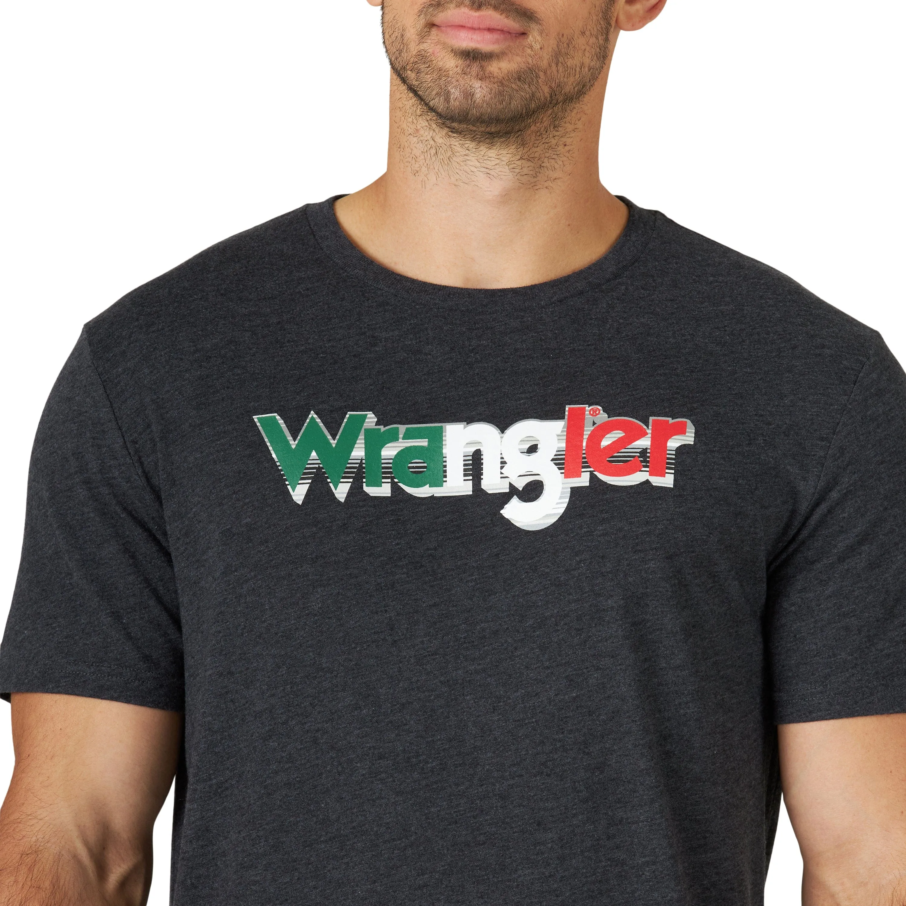 Wrangler Men's Mexican Flag Caviar Heather Short Sleeve T-Shirt 112319281